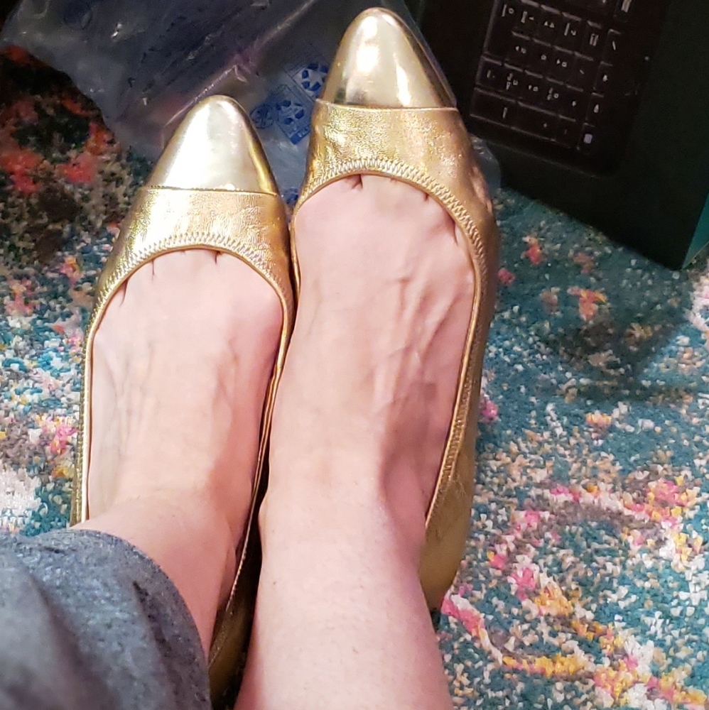 Prada Gold Flats with Gold Cap